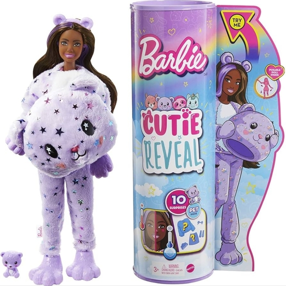 Barbie Other - Barbie Cutie Reveal Fantasy Series Fashion Doll with Teddy Bear Plush Costume